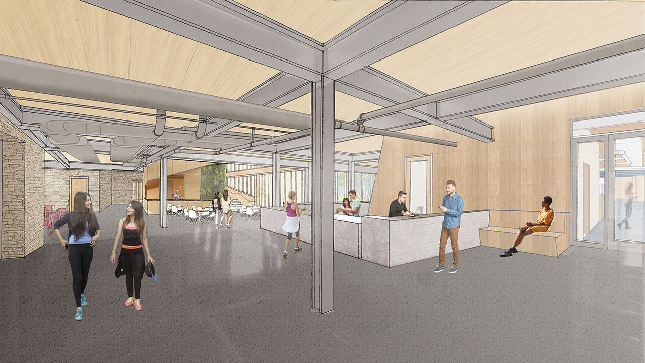 Rendering of main entrance and lobby