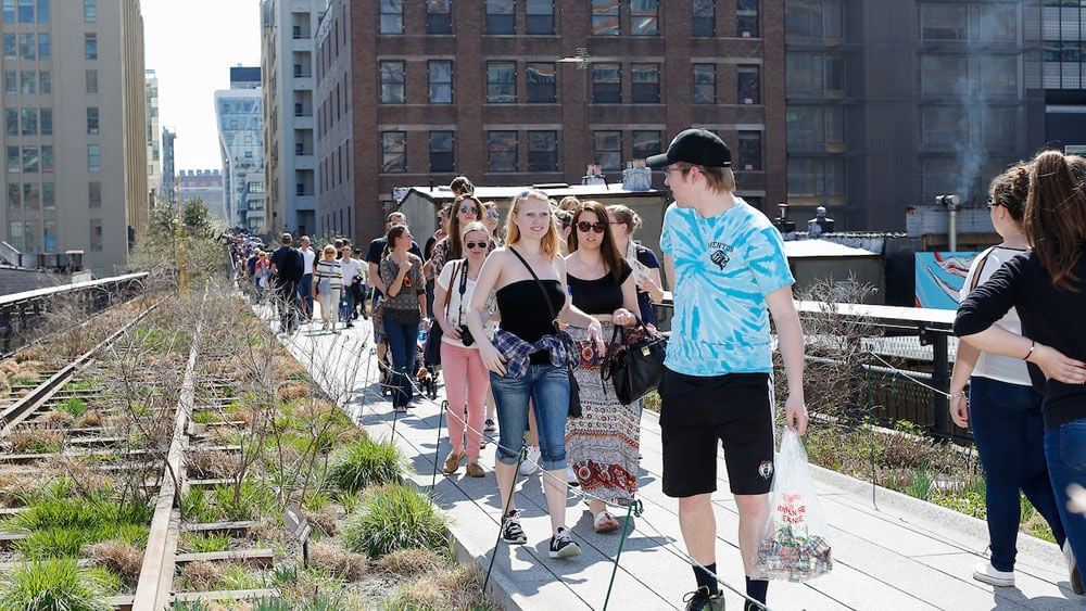 Members of the Quinnipiac University Honors program during a visit to The High Line Saturday April 18, 2015. More than a dozen students participated in the signature experience in New York as part of their course work in the Honors program.