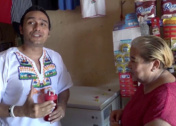 Two people talk in Nicaragua