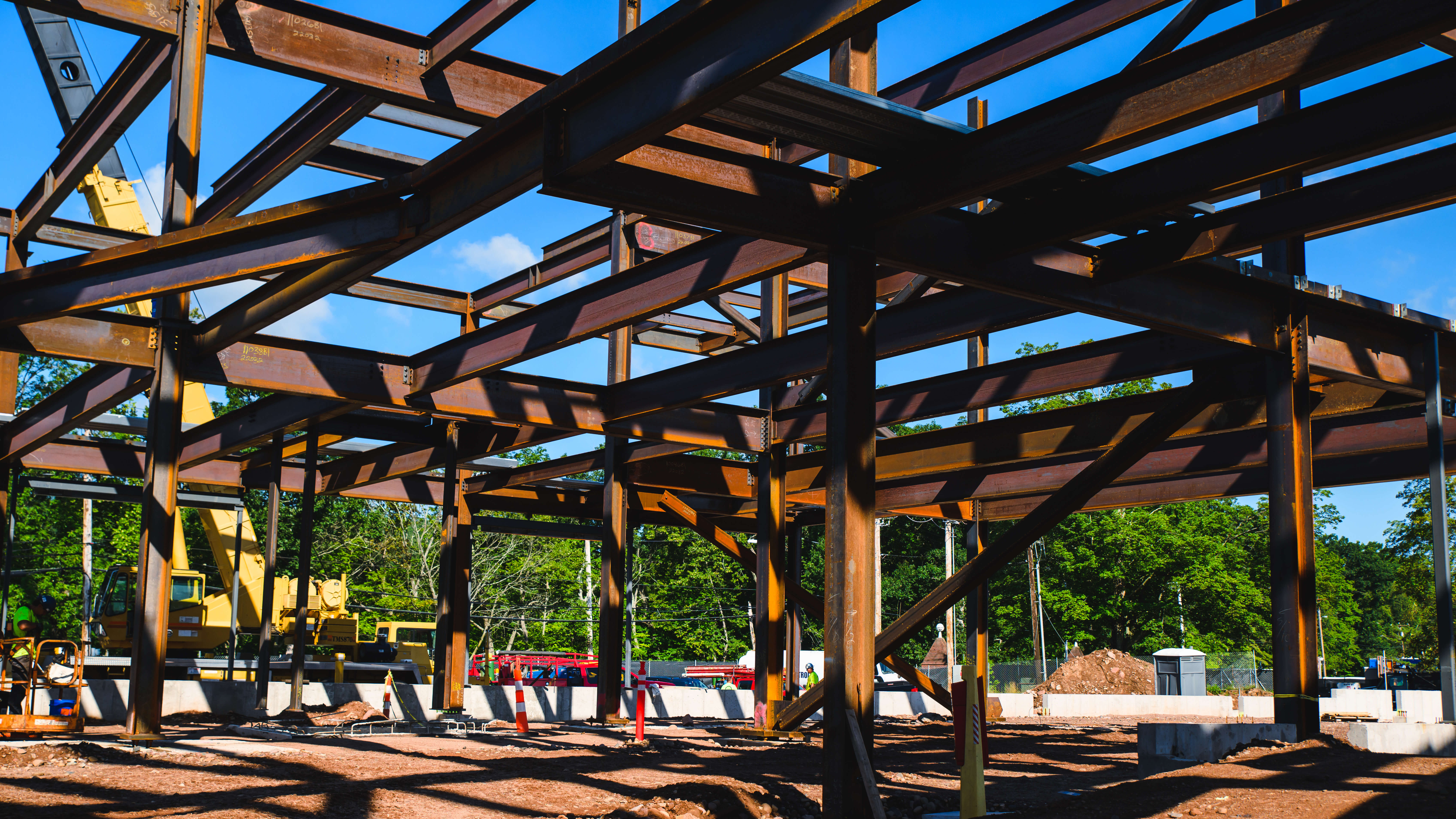 The structural supports of the new south quad